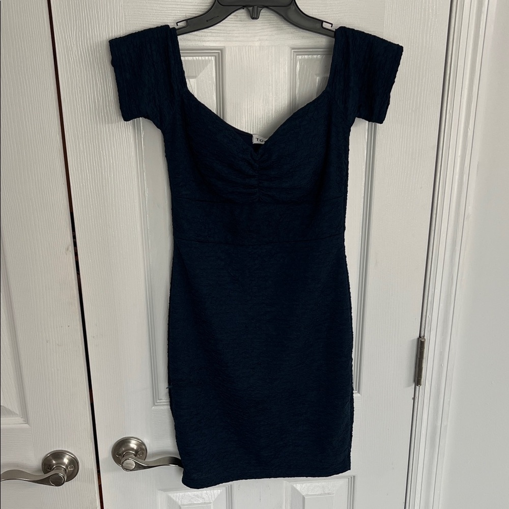 Elegant Navy Off-Shoulder Dress